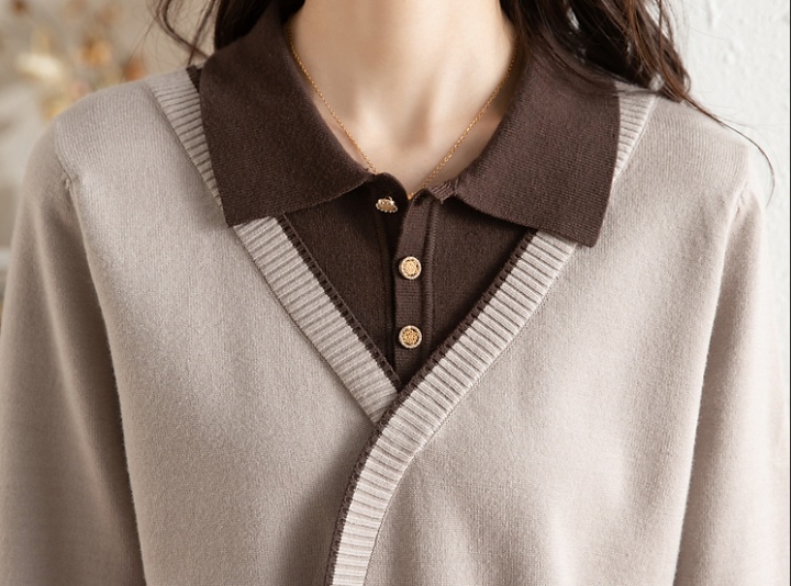 Pseudo-two shirts irregular sweater for women