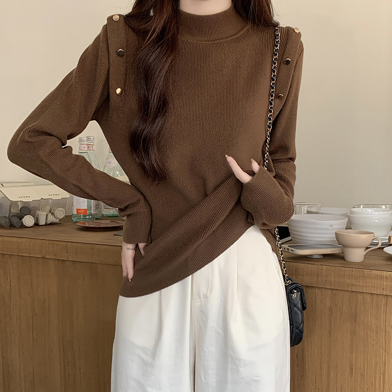 Buckle bottoming shirt autumn and winter tops
