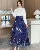 Autumn small fellow tops Chinese style long skirt 2pcs set