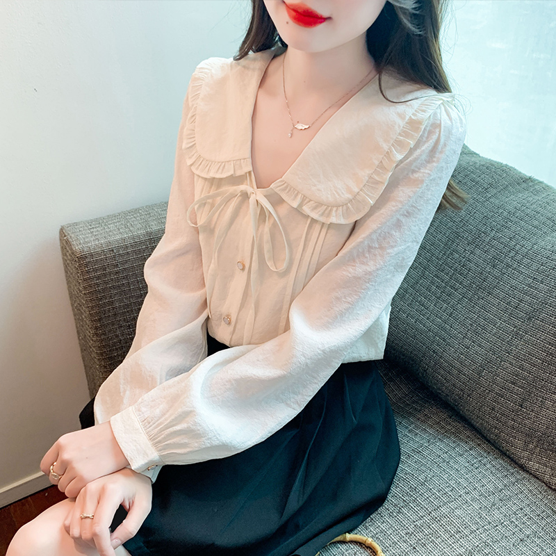 France style show young tops beige temperament shirt for women
