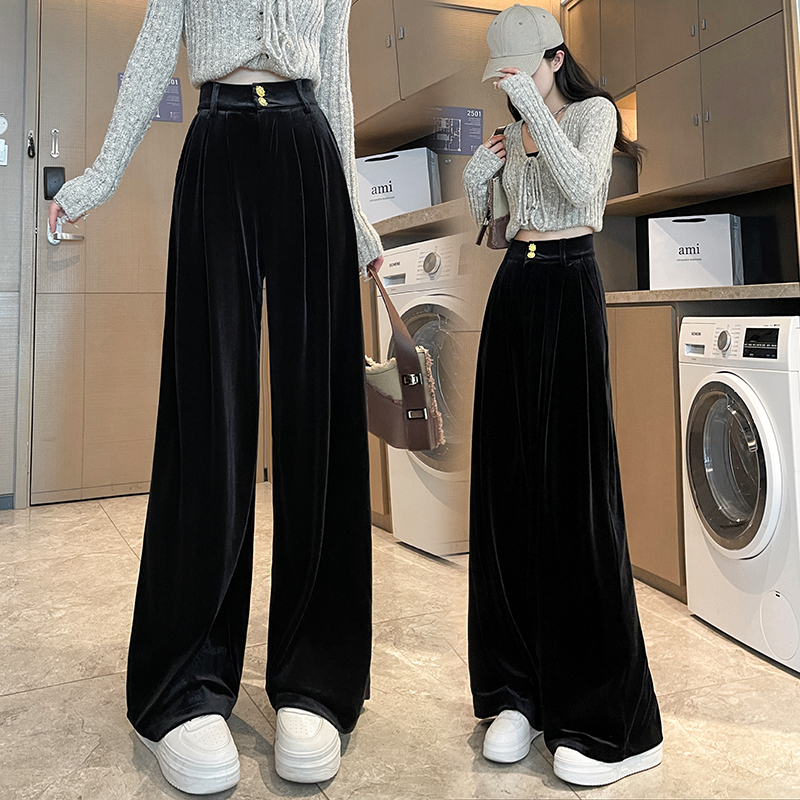 Straight casual pants black business suit for women