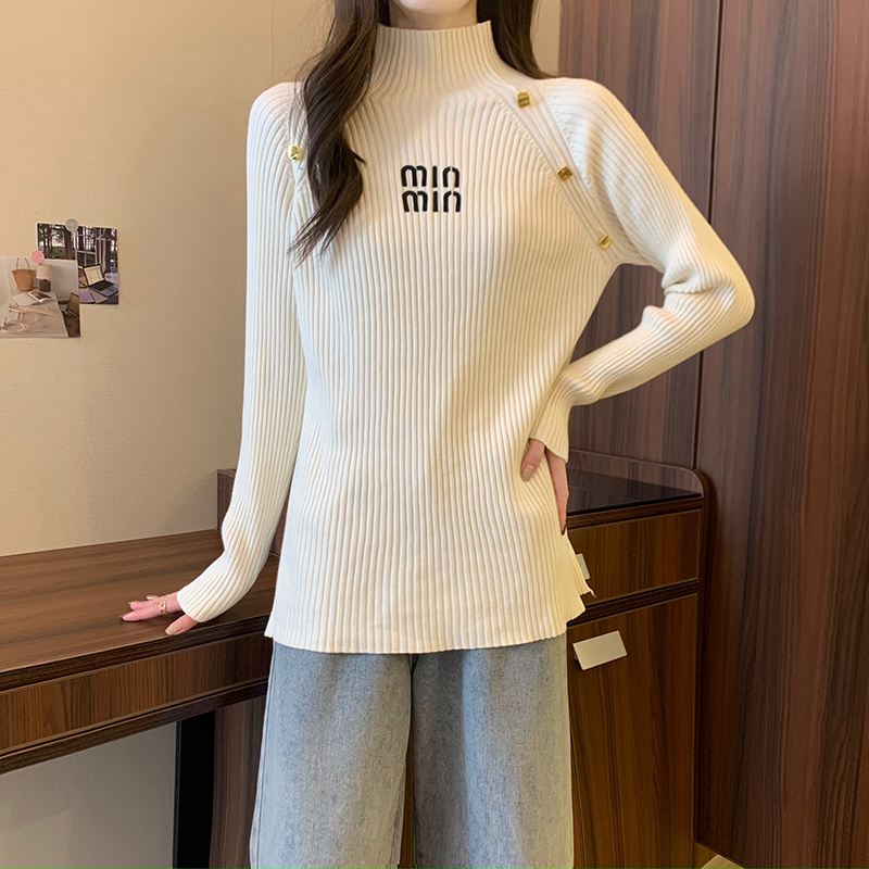 Knitted fat letters bottoming sweater for women