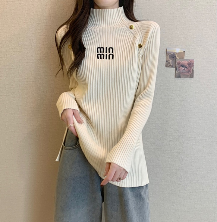 Knitted fat letters bottoming sweater for women