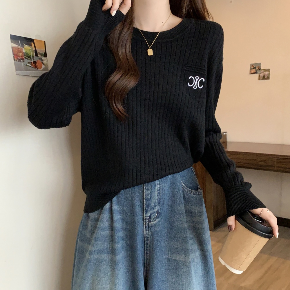 Embroidery embroidered Korean style large yard thick sweater