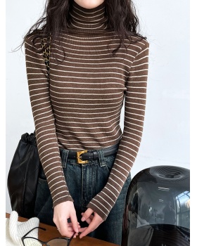 Knitted stripe bottoming shirt long sleeve sweater