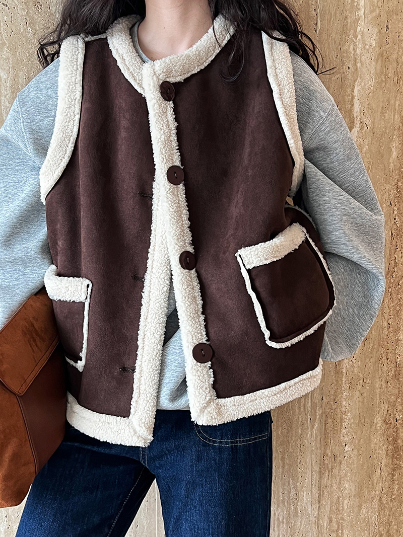 Outside the ride autumn and winter coat suede vest for women