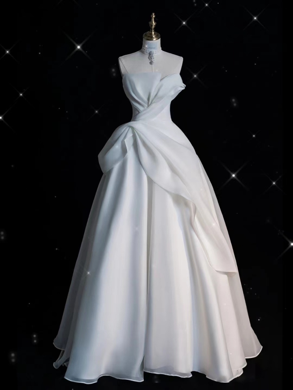 Simple wrapped chest France style light luxury wedding dress