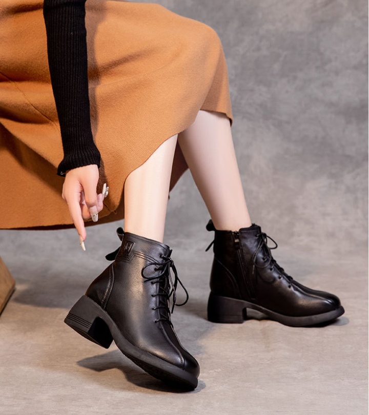 Round plus velvet boots middle-heel short boots for women