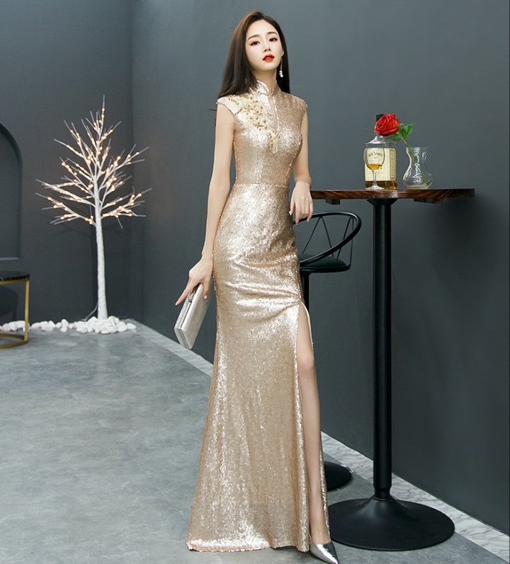 Sleeveless long formal dress host evening dress for women