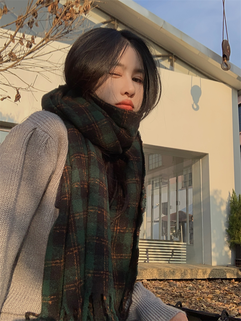 Retro thermal long Korean style scarves for women