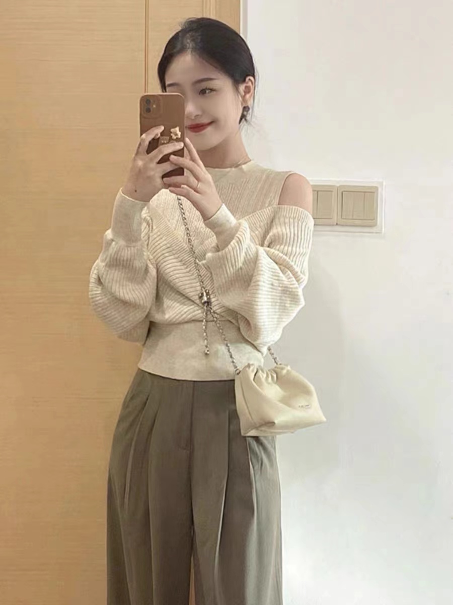 Strapless Pseudo-two wears outside sweater for women