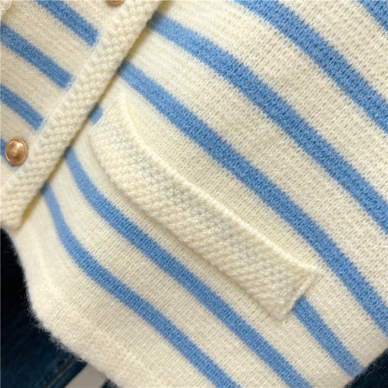 Knitted temperament cardigan lazy stripe waistcoat