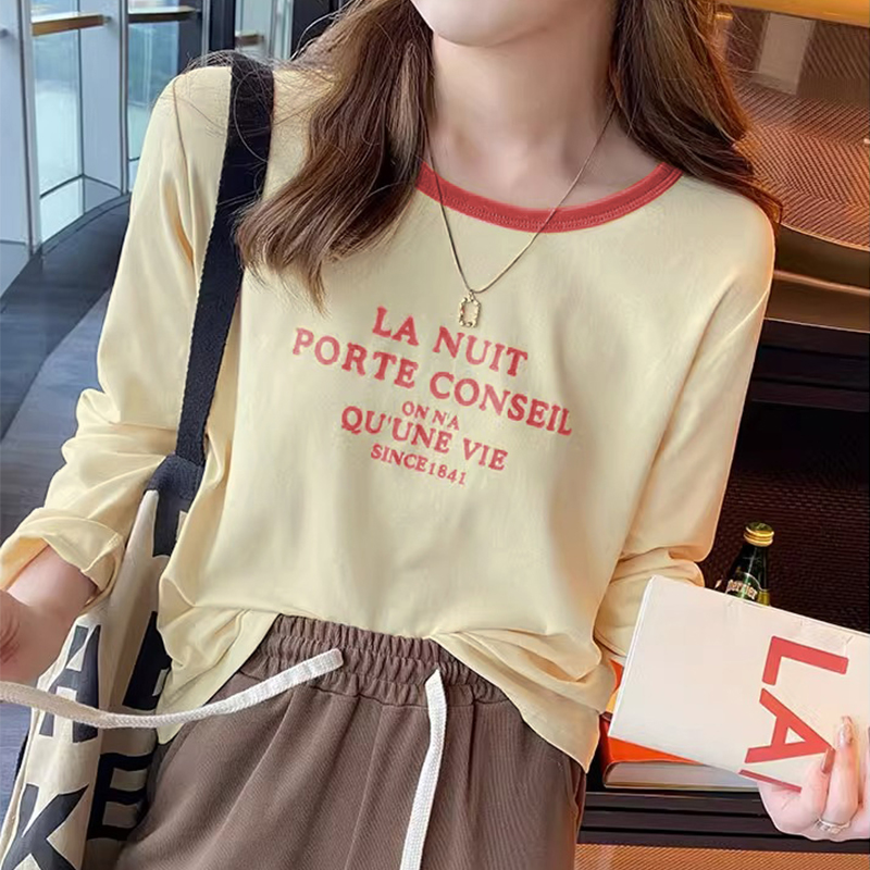 Long sleeve bottoming shirt letters tops for women