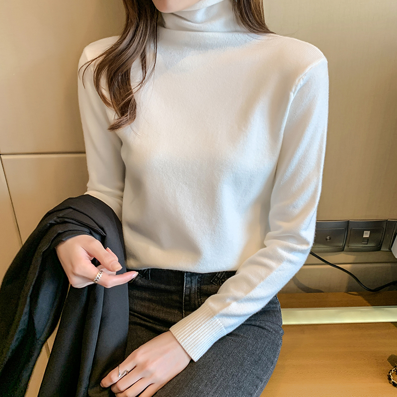 Western style high collar bottoming sweater for women