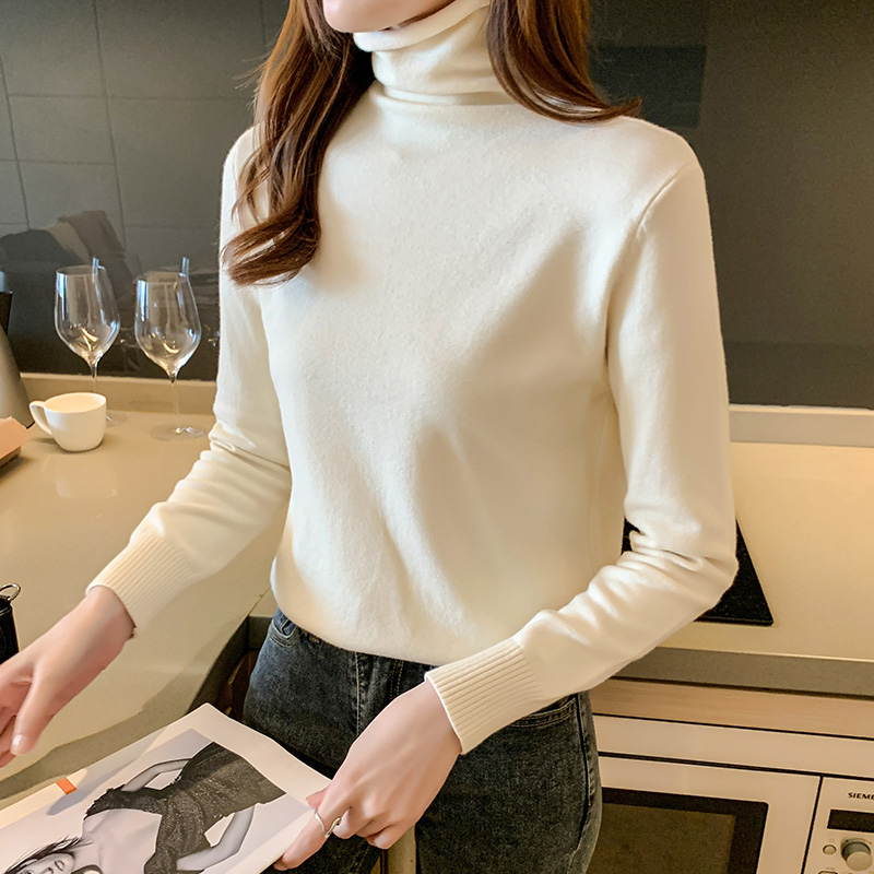 Western style high collar bottoming sweater for women