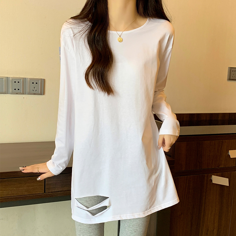Loose lazy T-shirt long sleeve long tops for women