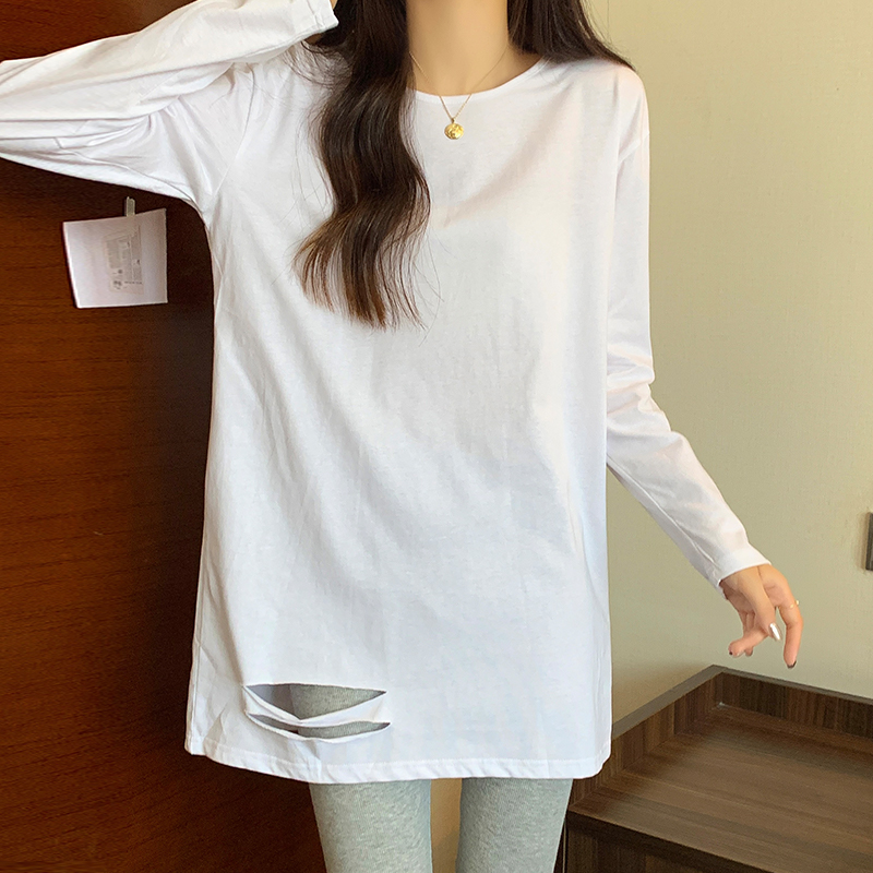Loose lazy T-shirt long sleeve long tops for women