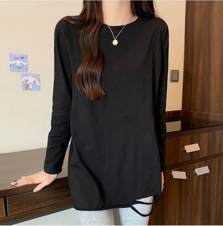 Round neck long tops Western style T-shirt for women