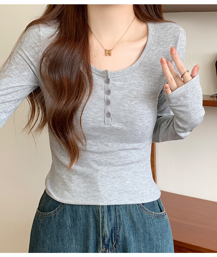 Low collar tops long sleeve bottoming shirt for women