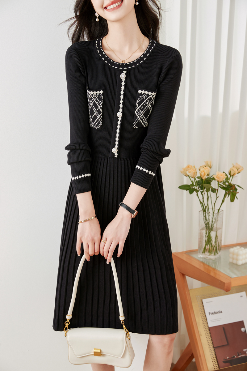 Autumn and winter long overcoat knitted sweater dress