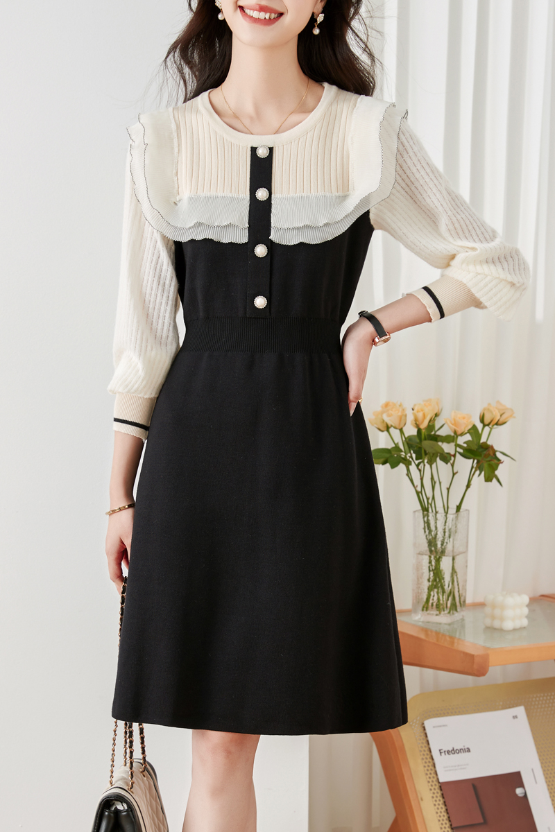 Thick autumn and winter France style Hepburn style dress