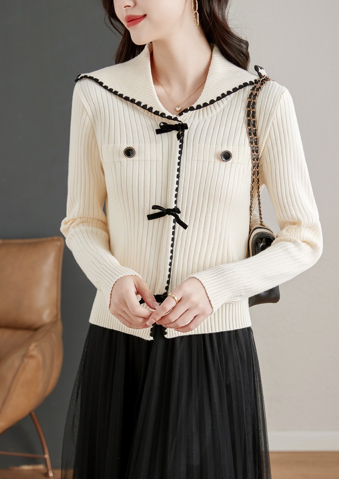 Bow sweater autumn and winter small shirt for women