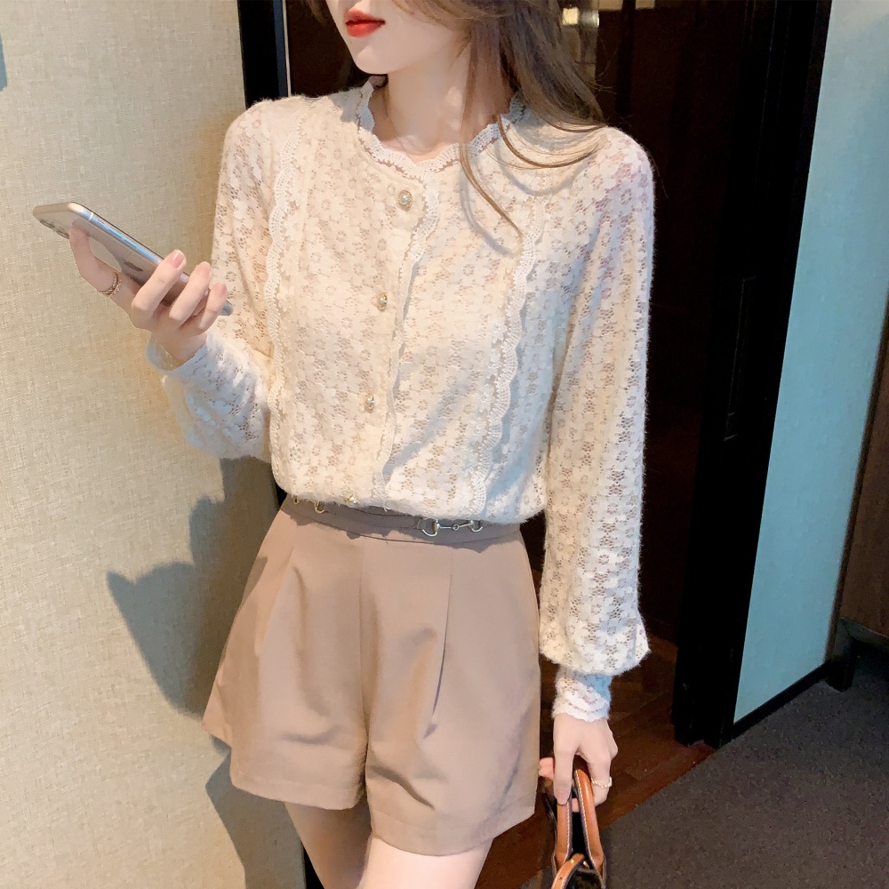 Autumn lace shirt Western style bottoming shirt for women