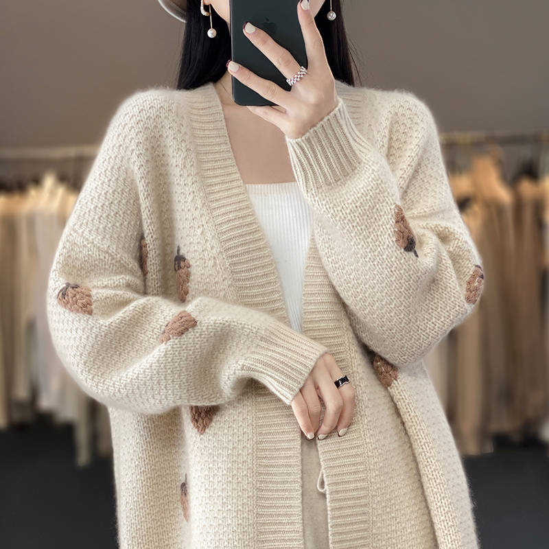 Long thick cardigan autumn and winter tops for women