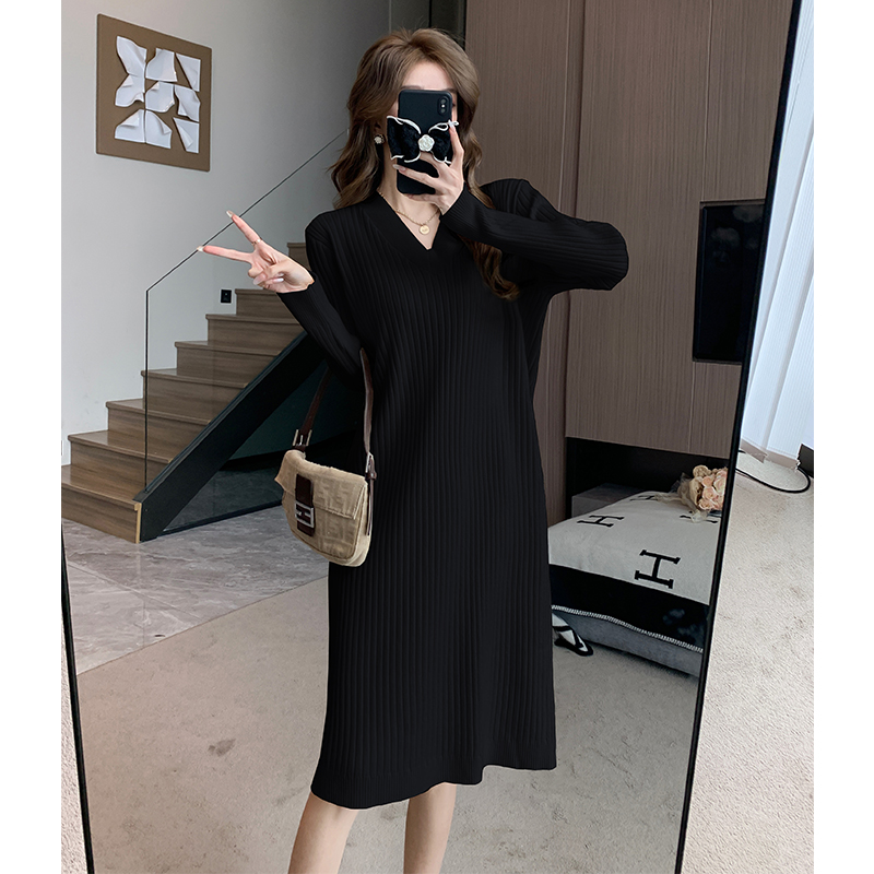 Exceed knee dress autumn and winter sweater dress