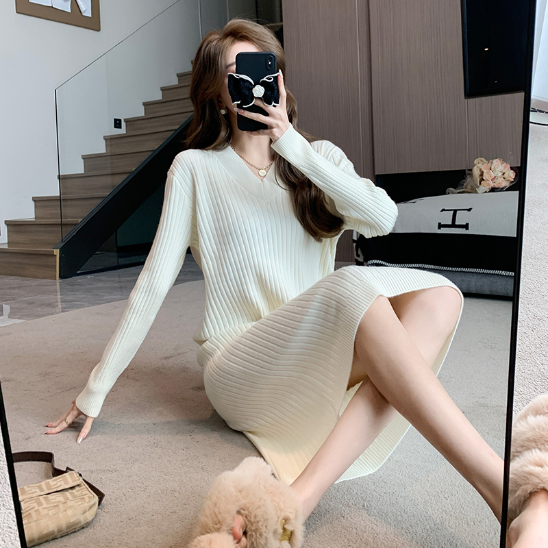 Exceed knee dress autumn and winter sweater dress