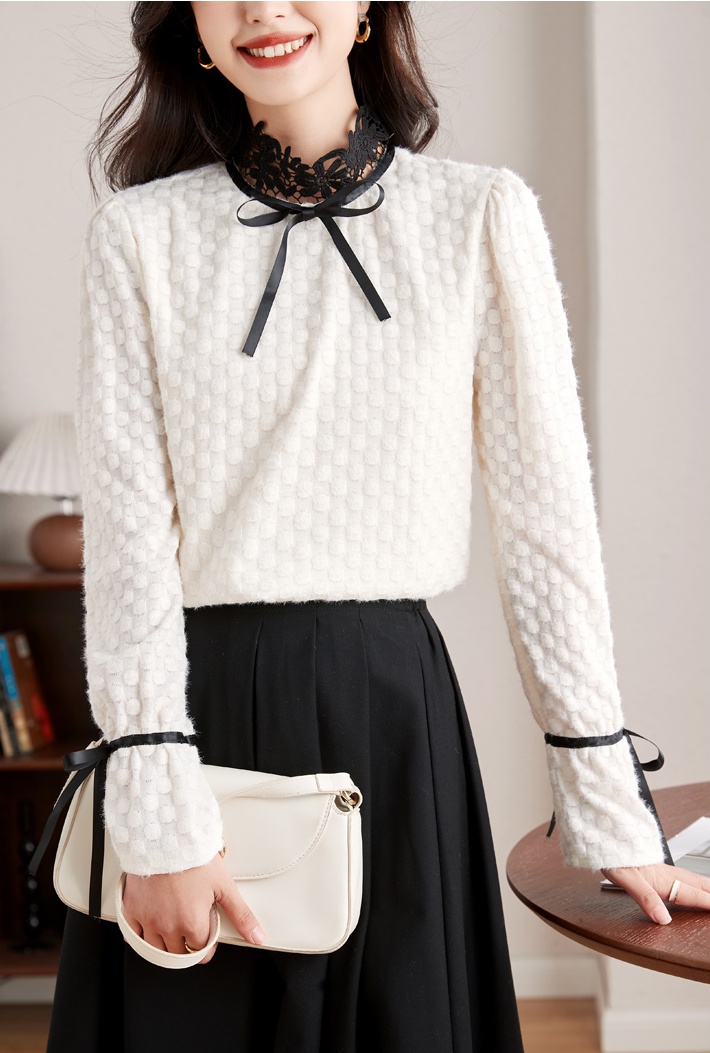 Lace shirt chanelstyle bottoming shirt for women