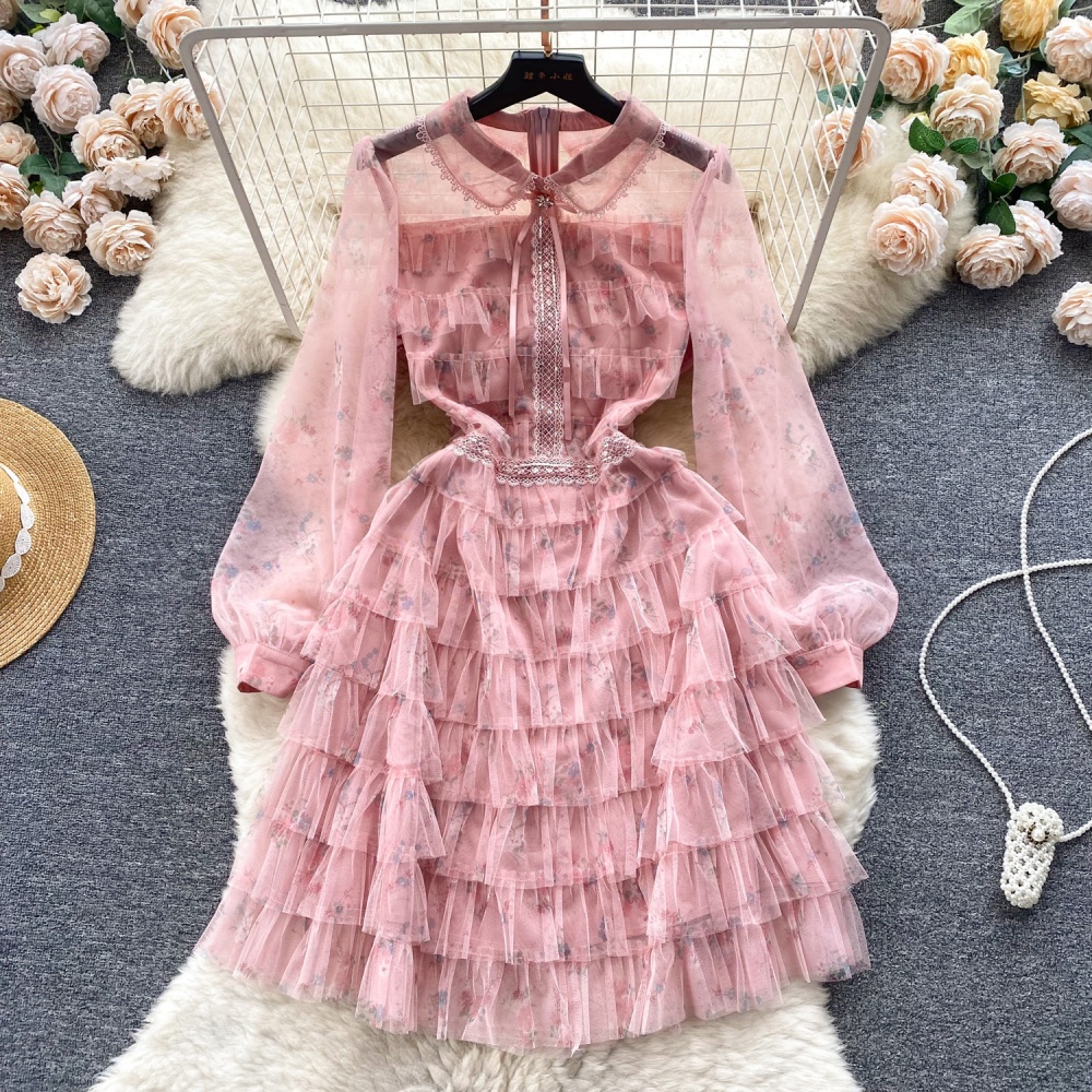 Splice rhinestone thick and disorderly lace dress for women
