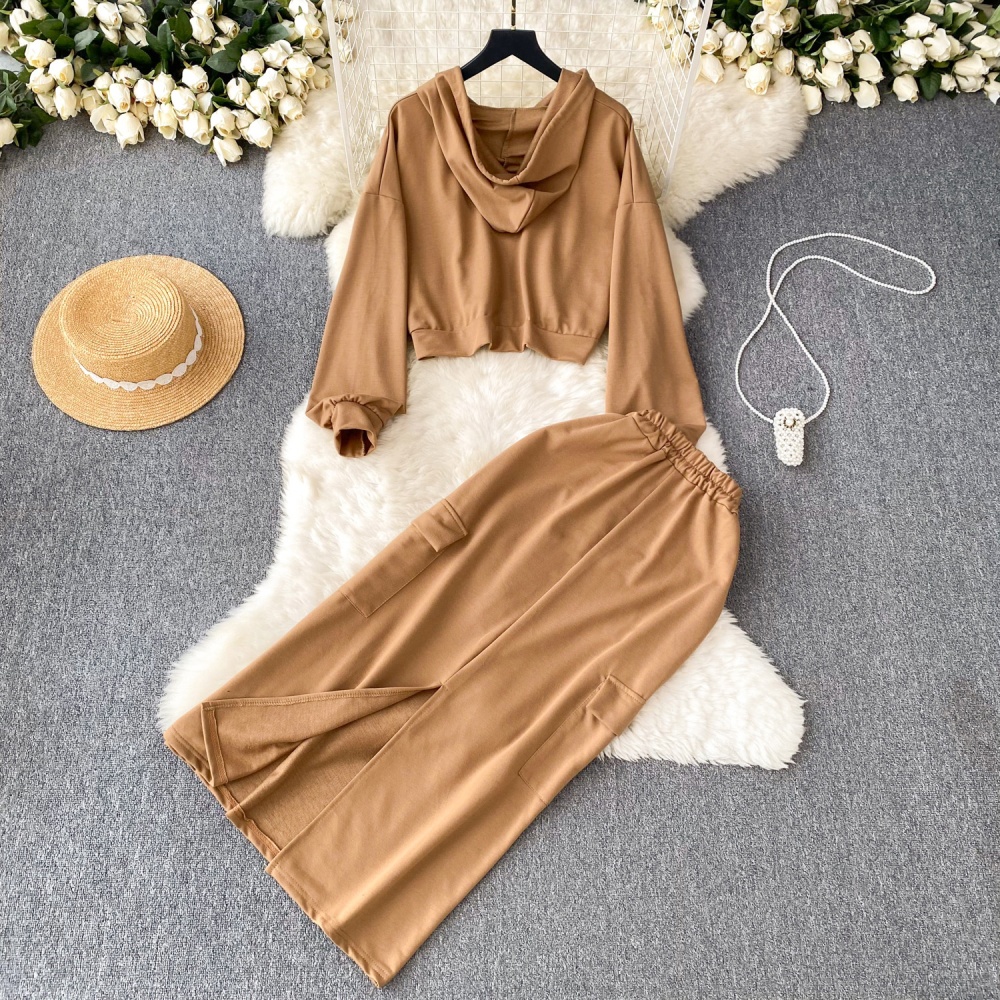 Casual hoodie autumn and winter skirt a set for women