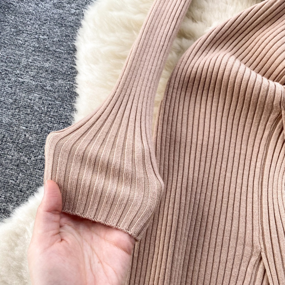 Long sleeve knitted strapless dress for women