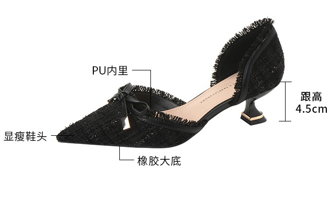 Temperament bow shoes France style high-heeled shoes