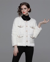 Elmo thick tops chanelstyle white down coat for women