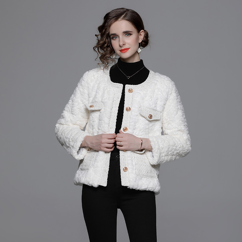 Elmo thick tops chanelstyle white down coat for women
