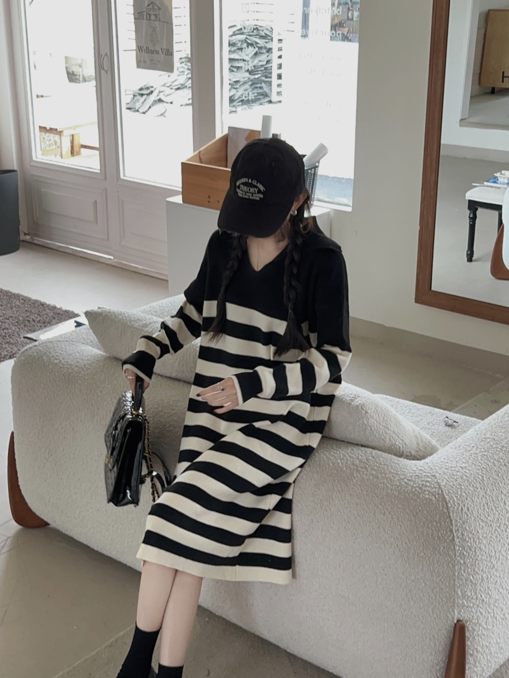 Korean style temperament sweater all-match lazy dress