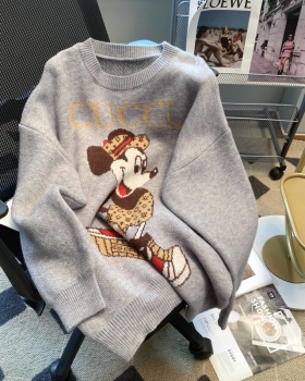 Letters loose all-match jacquard sweater for women