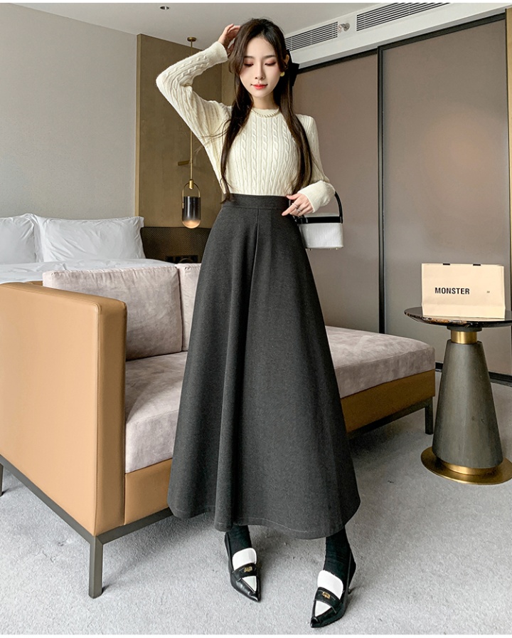 Long ladies winter long skirt A-line woolen skirt for women