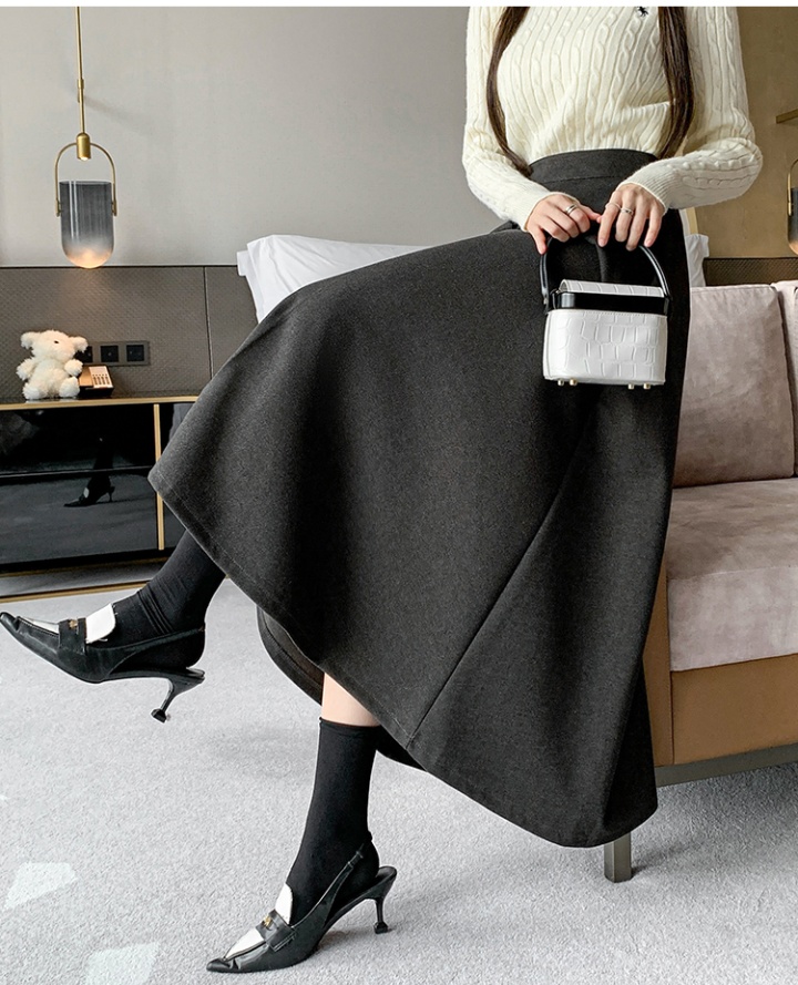 Long ladies winter long skirt A-line woolen skirt for women