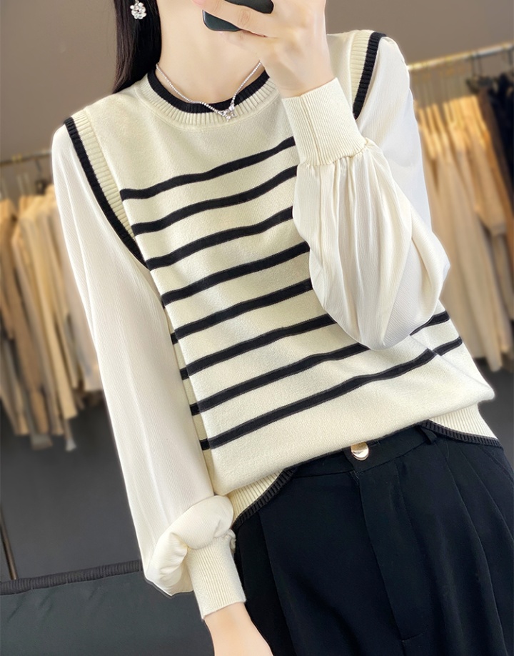 Chiffon stitching Pseudo-two autumn and winter sweater