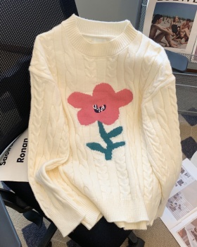 Autumn and winter tops flowers sweater for women