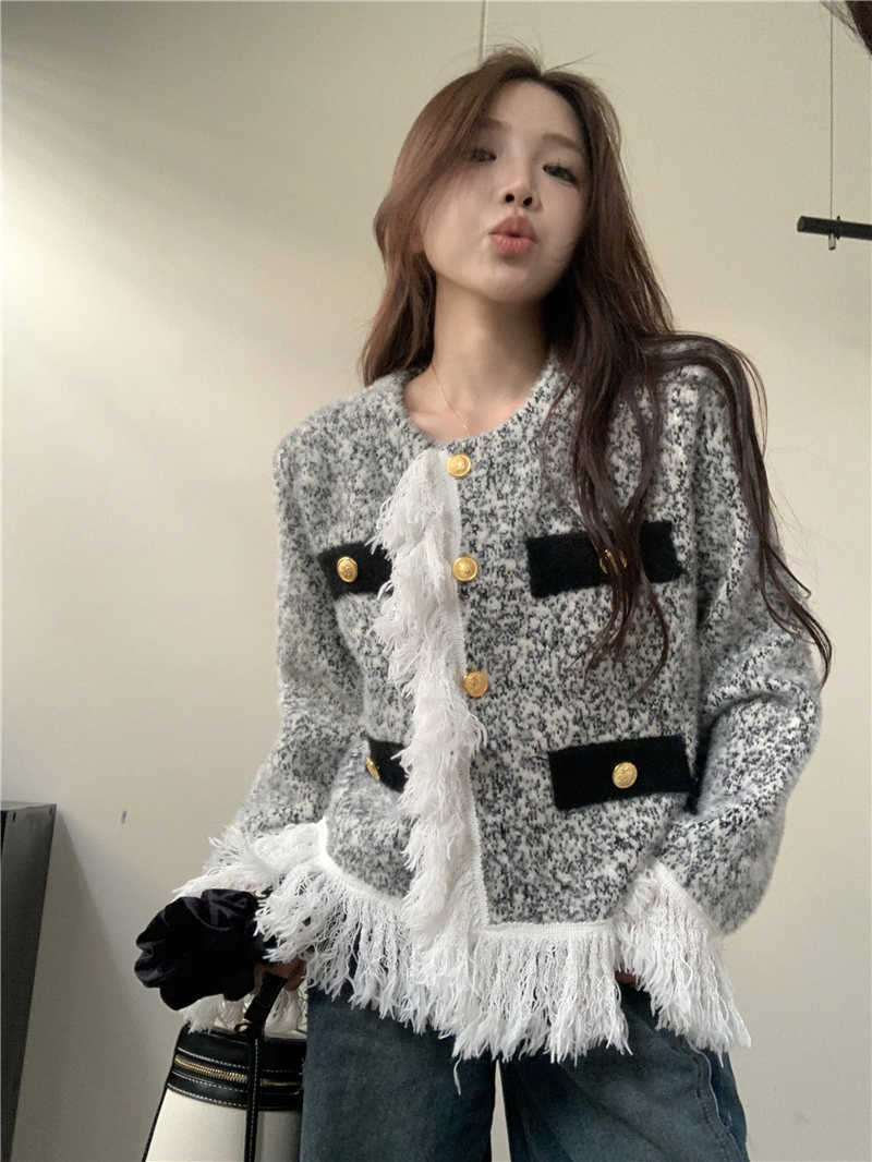 Korean style chanelstyle sweater autumn and winter coat