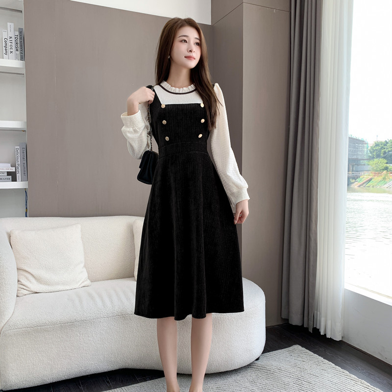 Wood ear collar bottoming chanelstyle dress