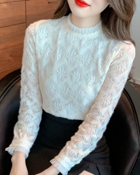 Lace thick small shirt plus velvet tops