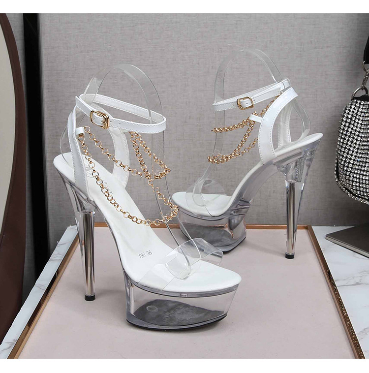 Transparent sexy platform crystal high-heeled shoes