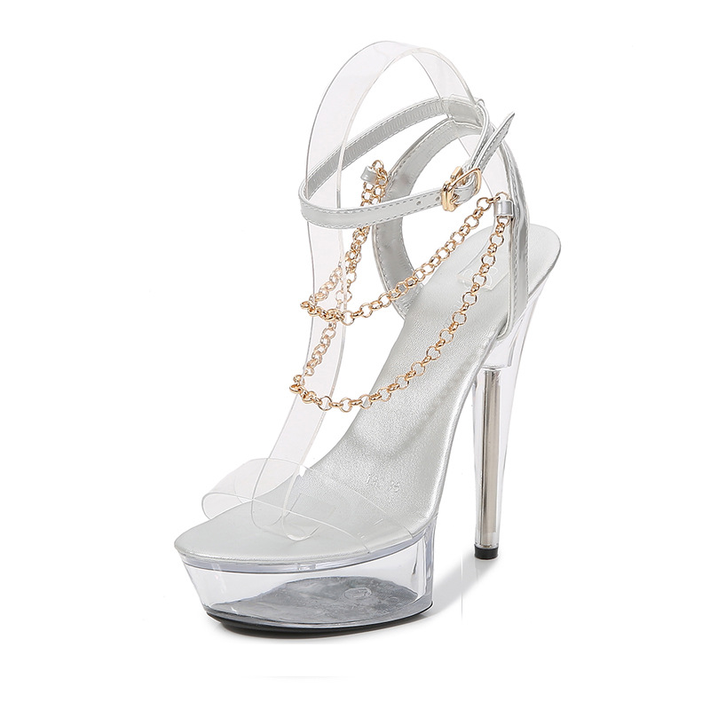 Transparent sexy platform crystal high-heeled shoes