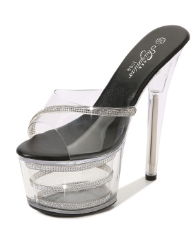 Not lined summer round rubber high-heeled shoes