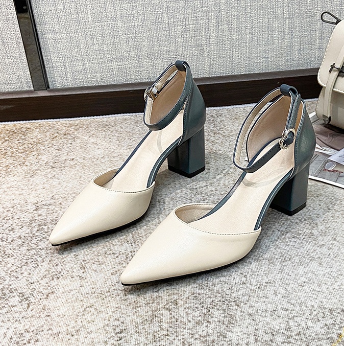 Pointed thick sandals cingulate high-heeled shoes for women